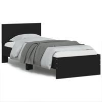 Bedframe met hoofdbord en LED-verlichting zwart 75x190 cm