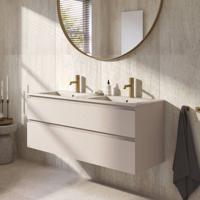 Ben Tendenza badmeubel incl. keramische wastafel met 2 kraangaten 120x46x62cm zand