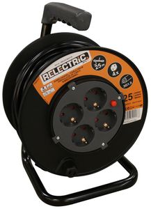 Kabelhaspel 4 stopcontacten 25 meter Relectric 230V snoer 3x1.5 mm2 DHZ