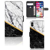 Apple iPhone Xs Max | Bookcase | Marmer Wit Zwart - Origineel Cadeau Man