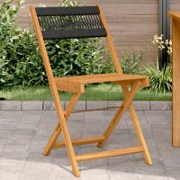 Bistrostoelen 2 st massief acaciahout en touw zwart