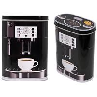 Excellent Houseware Koffie bewaarblik / bus - 2x - zwart - koffiemachine print - 14 x 7 x 19 cm