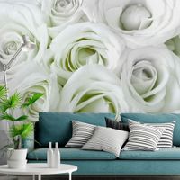 Zelfklevend fotobehang -  Rozen van Satijn in groen wit  , Premium Print - thumbnail