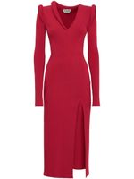 Alexander McQueen robe nervurée à manches longues - Rouge