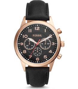 Horlogeband Fossil BQ2283 Leder Zwart 22mm