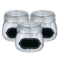 Weckpot/inmaakpot - 4x - 500 ml - glas - met beugelsluiting - incl. etiketten - thumbnail