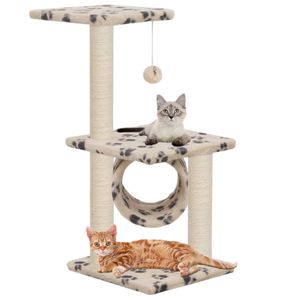 VidaXL Kattenkrabpaal met sisal krabpalen 65 cm pootafdrukken beige