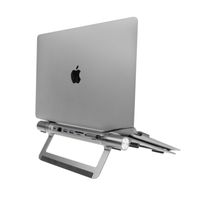 ACT Laptopstandaard aluminium, traploos in hoogte verstelbaar, afneembaar USB-C dockingstation - thumbnail