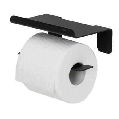 Tiger Colar Toiletrolhouder - met planchet - zelfklevend - zwart 1314230746