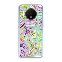 Tropical Palms Blue: OnePlus 7T Transparant Hoesje