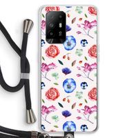 Bloemetjes: Oppo A94 5G Transparant Hoesje met koord Bloemetjes: Oppo A94 5G Transparant Hoesje met koord