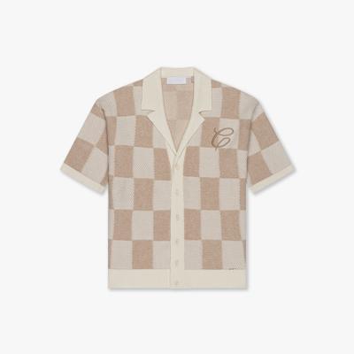 Croyez Homme Knitted Checkerboard Shirt Cr1-hs25-45 Overhemd 941 Off-white/beige