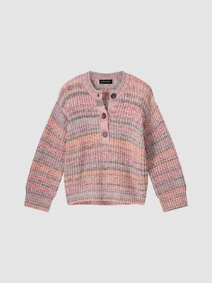 Space dye trui met halve knooplijst