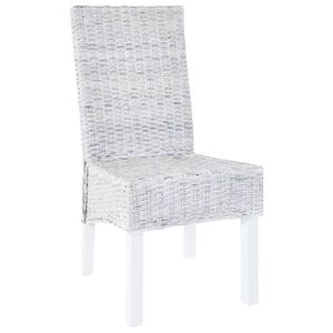 The Living Store Kubu Rattan Eetkamerstoelen - 46 x 61 x 93 cm - Lichtbruin Whitewash - Handgemaakt