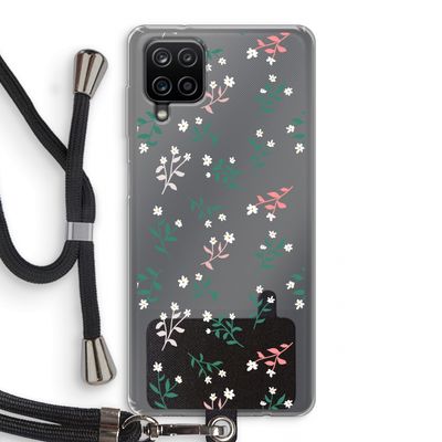 Small white flowers: Samsung Galaxy A12 Transparant Hoesje met koord