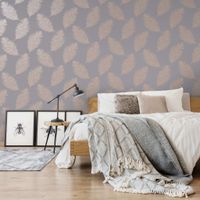 DUTCH WALLCOVERINGS DUTCH WALLCOVERINGS Behang Fawning Feather grijs en roségoudkleurig - thumbnail