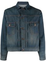 Maison Margiela veste en jean à détail plissé - Bleu