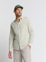 No- Excess Shirt Verical Small Stripes With Linen Overhemd 050 Green