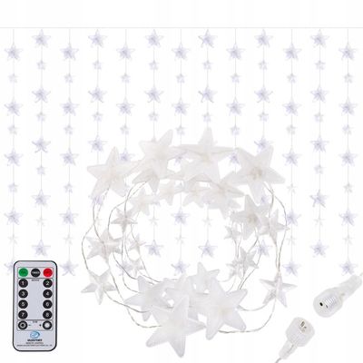 Viking Choice  Lichtgordijn met 136 LED lampen en sterren - met afstandsbediening - 100x110 cm ﻿