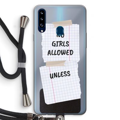 No Girls Allowed Unless: Samsung Galaxy A20s Transparant Hoesje met koord