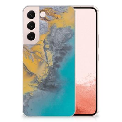 Samsung Galaxy S22 | TPU | Siliconen hoesje | Marble Blue Gold