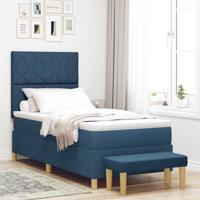 Boxspring bed met matras met hoofdeinde Blauw 90 x 190 cm Stof