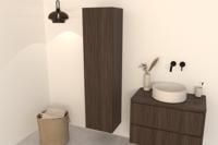 Hoge Badkamerkast donker eiken Manaro 160 cm - Ribbelfront Deuren Softclose