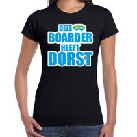 Apres ski t-shirt Deze snowboarder heeft dorst zwart dames - Wintersport shirt - Foute apres ski ou