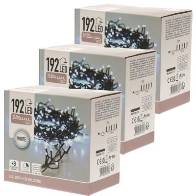 Kerstverlichting - 3x - LED - helder wit - op batterijen - 15 meter