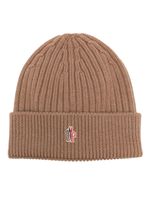 Moncler Grenoble bonnet en laine vierge à patch logo - Marron