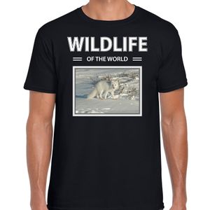 Sneeuwvos t-shirt met dieren foto wildlife of the world zwart voor heren