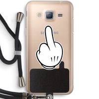 Middle finger white: Samsung Galaxy J3 (2016) Transparant Hoesje met koord