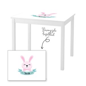 1 of 2 stoelen en tafeltje met naam en konijntje meisje