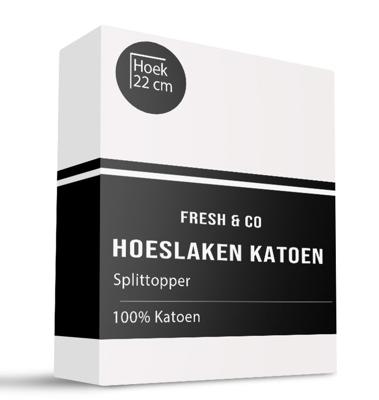 Splittopper Hoeslaken Katoen Verkoelend 180x210 Cm Wit Verkoelend Fresh And Co - Dekbed-Discounter.nl