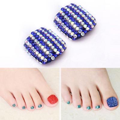 2 stuks Crystal nep Nail Art Tips Rhinestone volledige dekking teennagels Decals stickers (NO: 06)