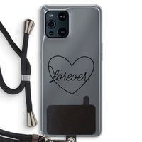 Forever heart black: Oppo Find X3 Transparant Hoesje met koord