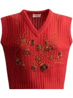 Bally gilet en cachemire à ornements de perles - Rouge - thumbnail