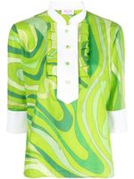 PUCCI chemise en coton plissé à imprimé Marmo - Vert - thumbnail