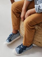 Stoffen sneakers met klittenband voor kinderen blauw - thumbnail