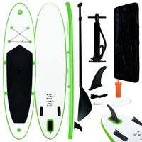 Stand Up Paddleboardset opblaasbaar groen en wit - thumbnail