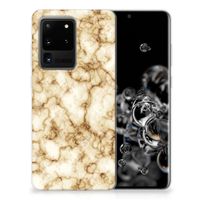 Samsung Galaxy S20 Ultra TPU Siliconen Hoesje Marmer Goud - thumbnail