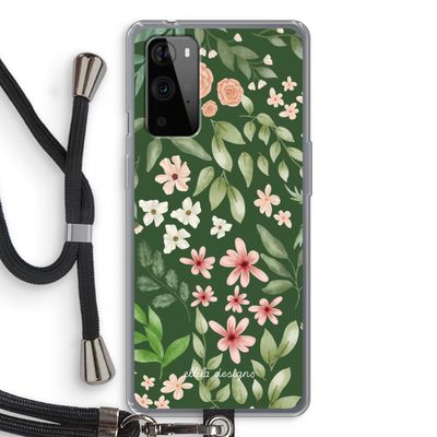 Botanical green sweet flower heaven: OnePlus 9 Pro Transparant Hoesje met koord