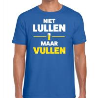 Niet Lullen maar Vullen tekst t-shirt - blauw - voor heren - drank - foute party kleding