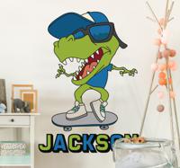 Dino skate met naam muur decor