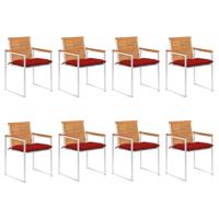 Tuinstoelen 8 st met kussens massief acaciahout