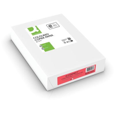 Q-CONNECT gekleurd kopieerpapier, A4, 80g, pak van 500 vel, felrood