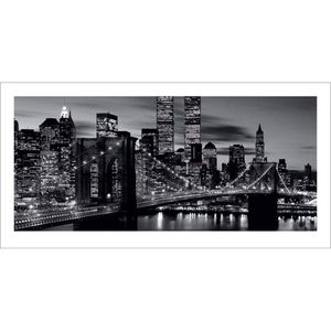 Kunstdruk Brooklyn Bridge Black and White 100x50cm
