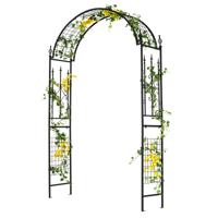 Tuinboog met Trellis Metalen Poortboog met Klassieke Decoraties & 4 Grondpennen Plantensteun in Boogvorm Achtergronddecoratie