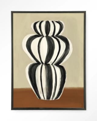 Urban Cotton Wandkleed 'Vivid Vase 03' 110 x 145cm in Floating Frame - black