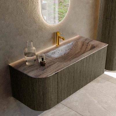 Badmeubel Mondiaz Kurve-Dlux | 115 cm | Meubelkleur Shadow | Wastafelkleur Oza | Solid surface | Wasbak rechter zijde spoelbak | 1 kraangat